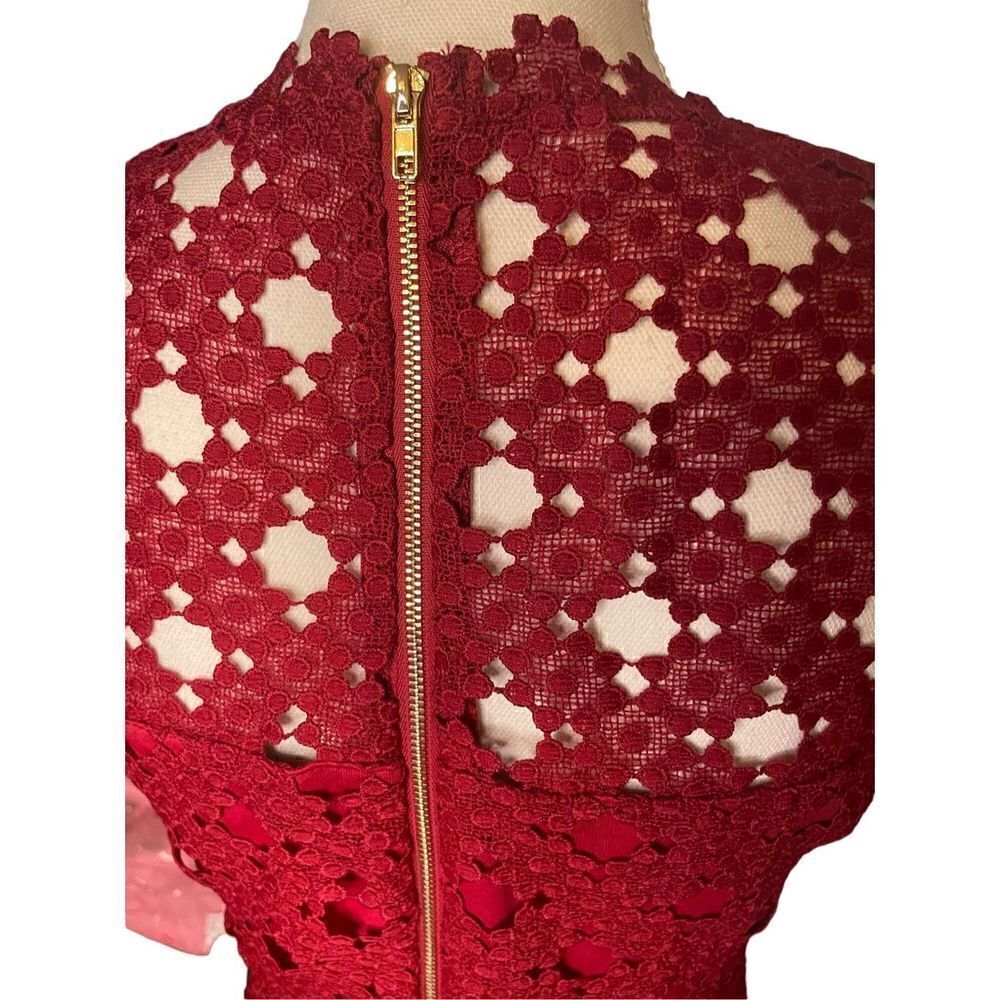 Lulus Burgundy Crochet Laced Bodycon Midi Dress Size S/ Party/ Cocktail/Formal - Picture 9 of 15